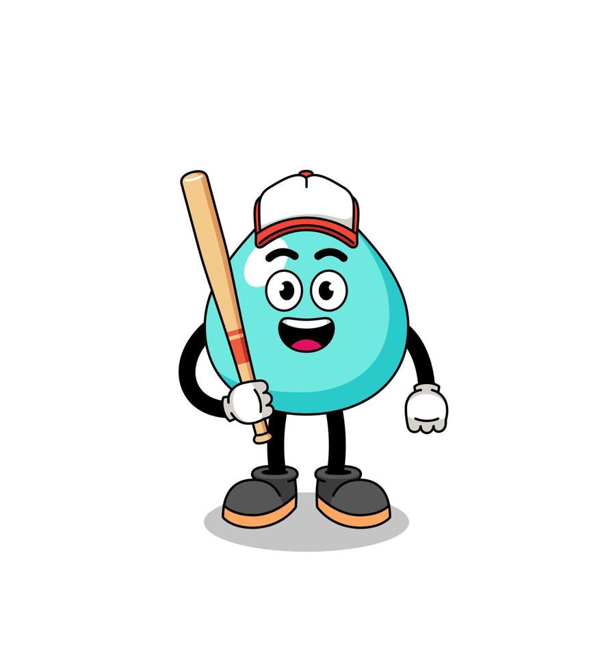 caricature de mascotte d'eau en tant que joueur de baseball vecteur