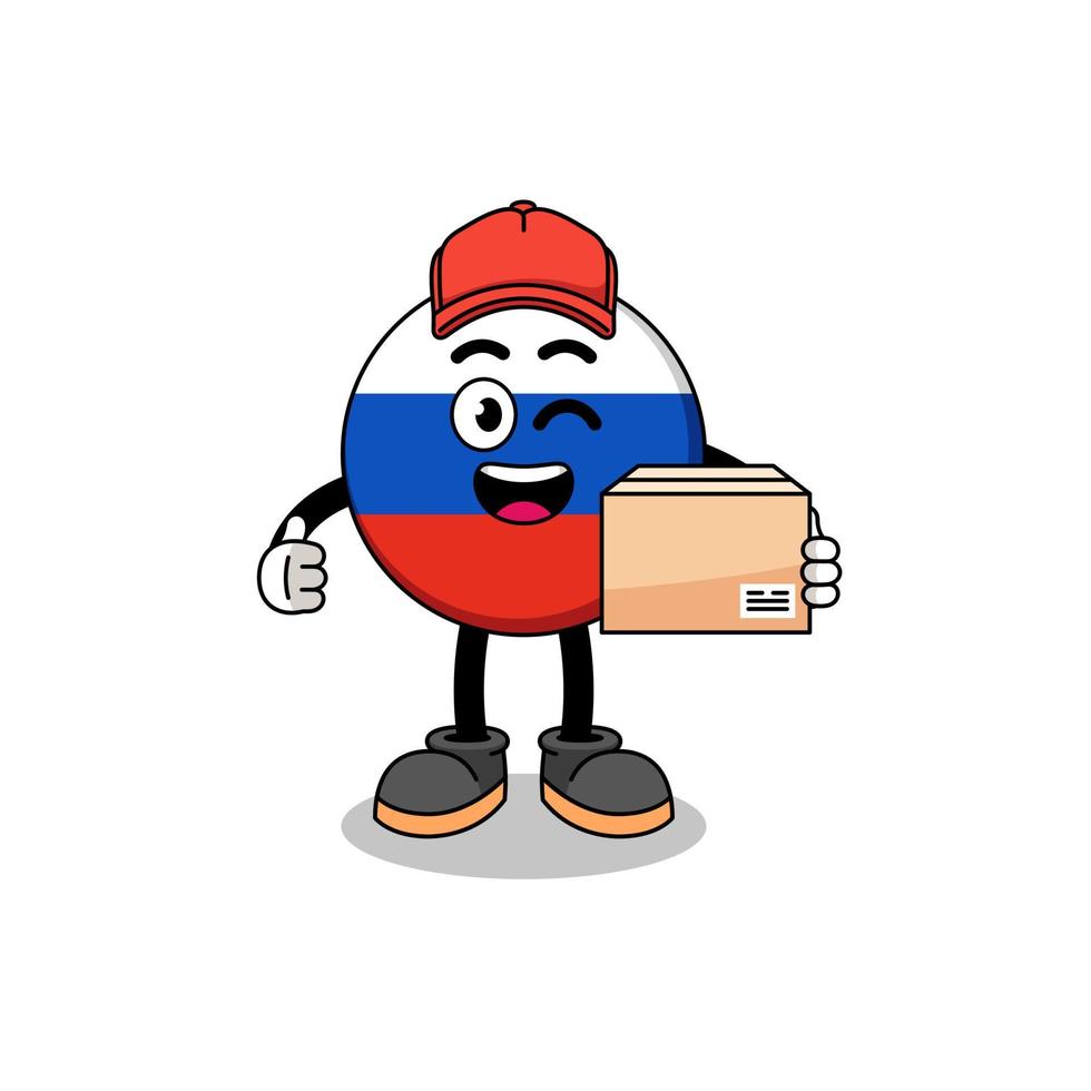 dessin animé de mascotte de drapeau de la russie en tant que courrier vecteur