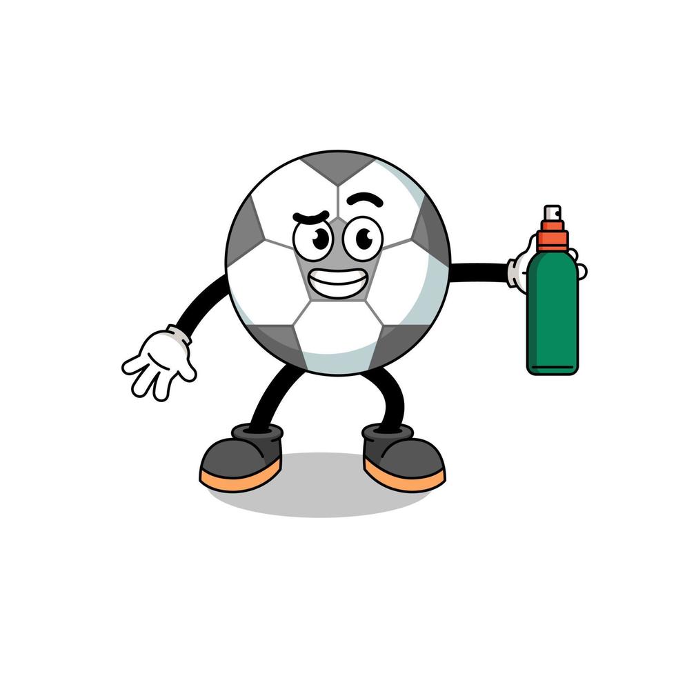 ballon de football illustration dessin animé tenant un anti-moustique vecteur