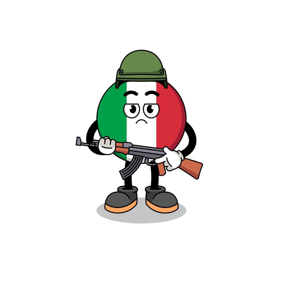 dessin animé du soldat du drapeau italien vecteur