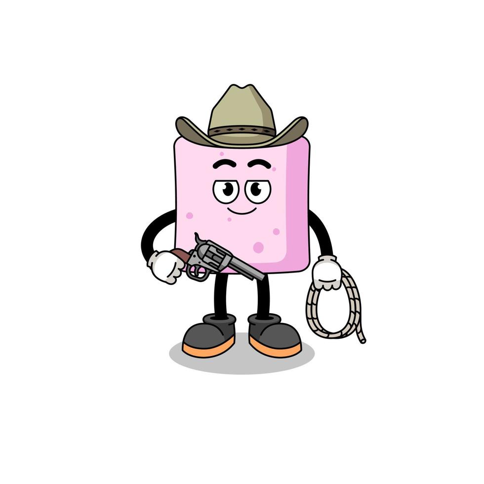 mascotte de personnage de guimauve en tant que cow-boy vecteur