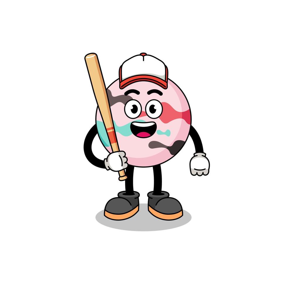 caricature de mascotte de bombe de bain en tant que joueur de baseball vecteur