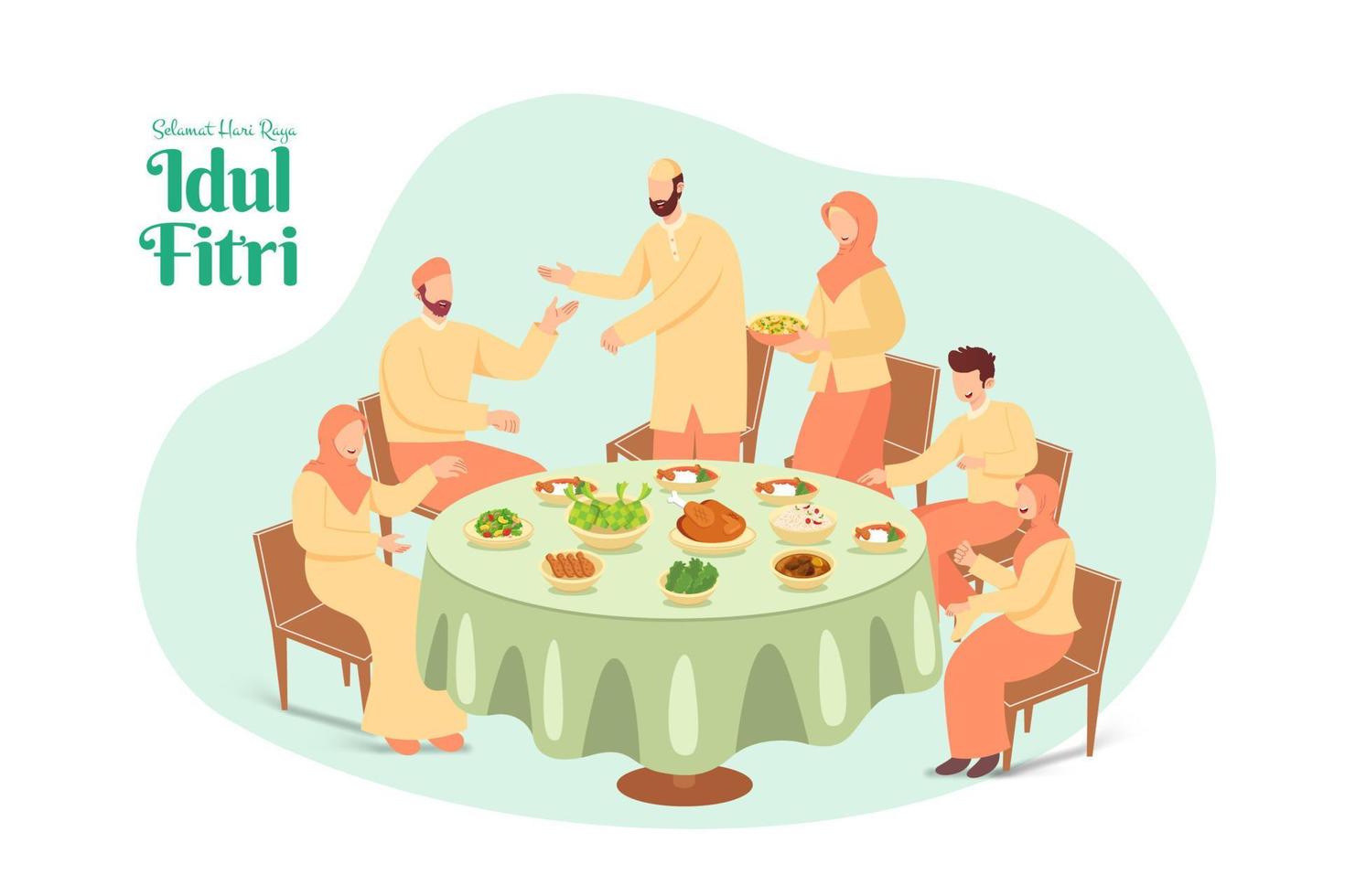 selamat hari raya idul fitri est une autre langue de joyeux eid mubarak en indonésien. vecteur