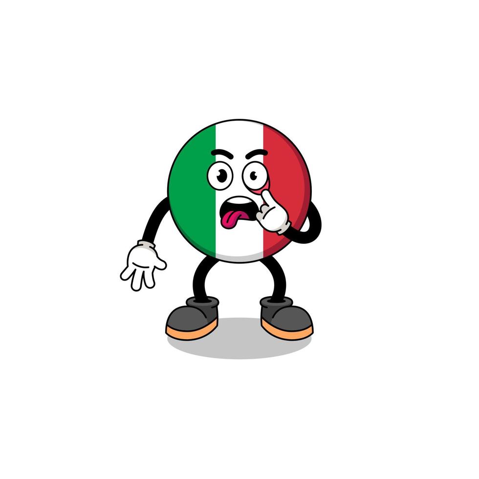 illustration de caractère du drapeau italien avec la langue qui sort vecteur