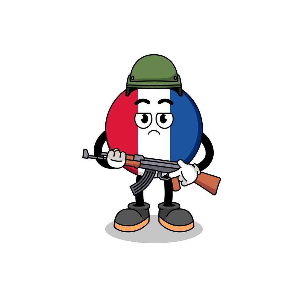 dessin animé du soldat du drapeau de la france vecteur