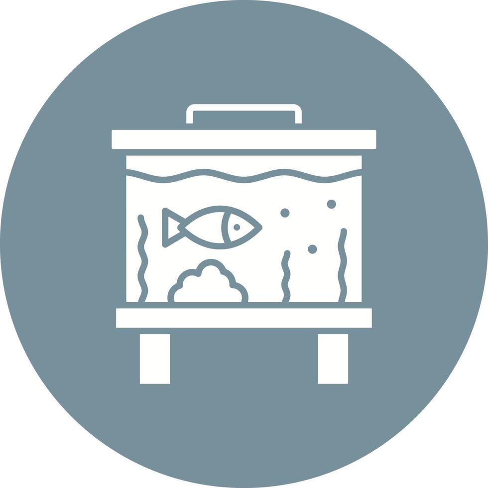 icône de fond de cercle de glyphe de réservoir de poissons vecteur