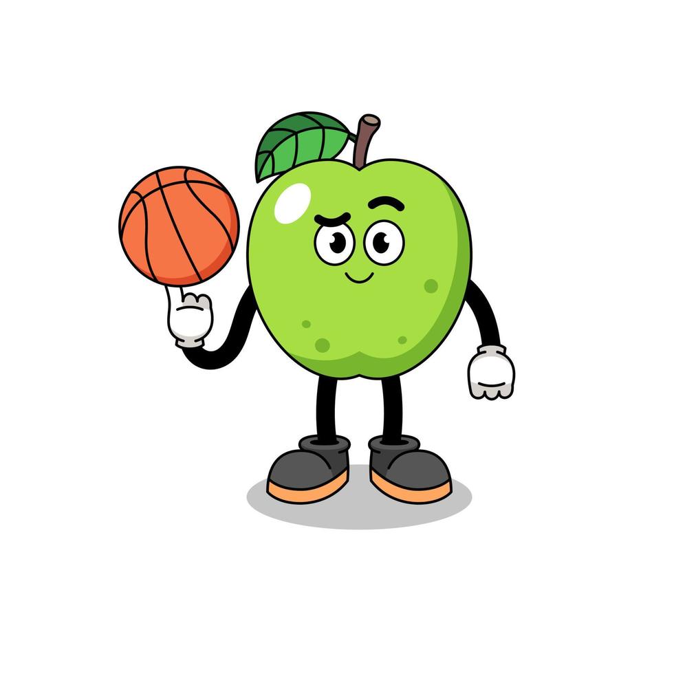 illustration de pomme verte en tant que joueur de basket vecteur