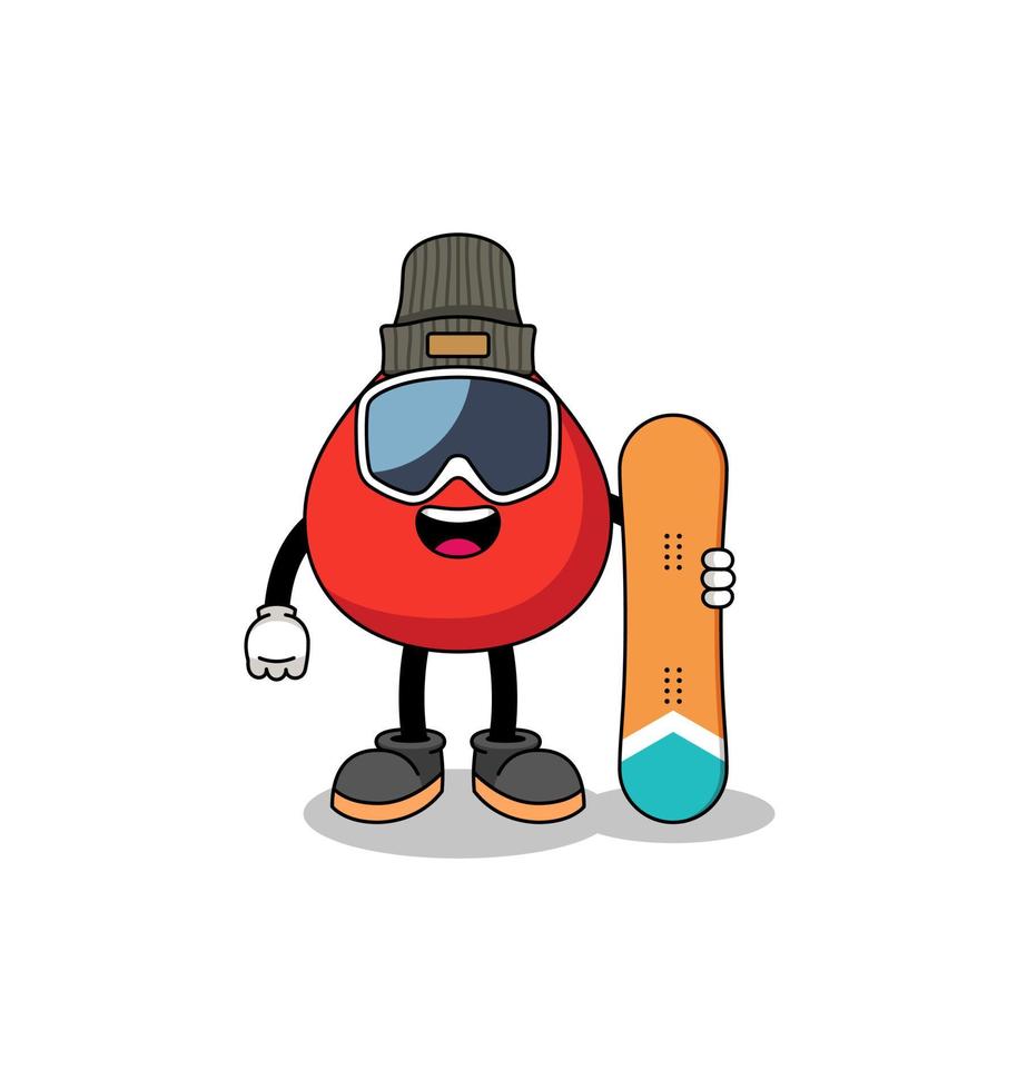 caricature de mascotte de joueur de snowboard de sang vecteur