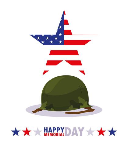 joyeux jour commémoratif carte avec militaire de casque vecteur