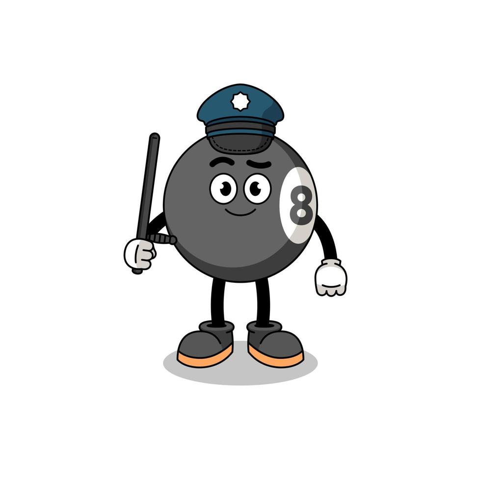 illustration de dessin animé de police de boule de billard vecteur