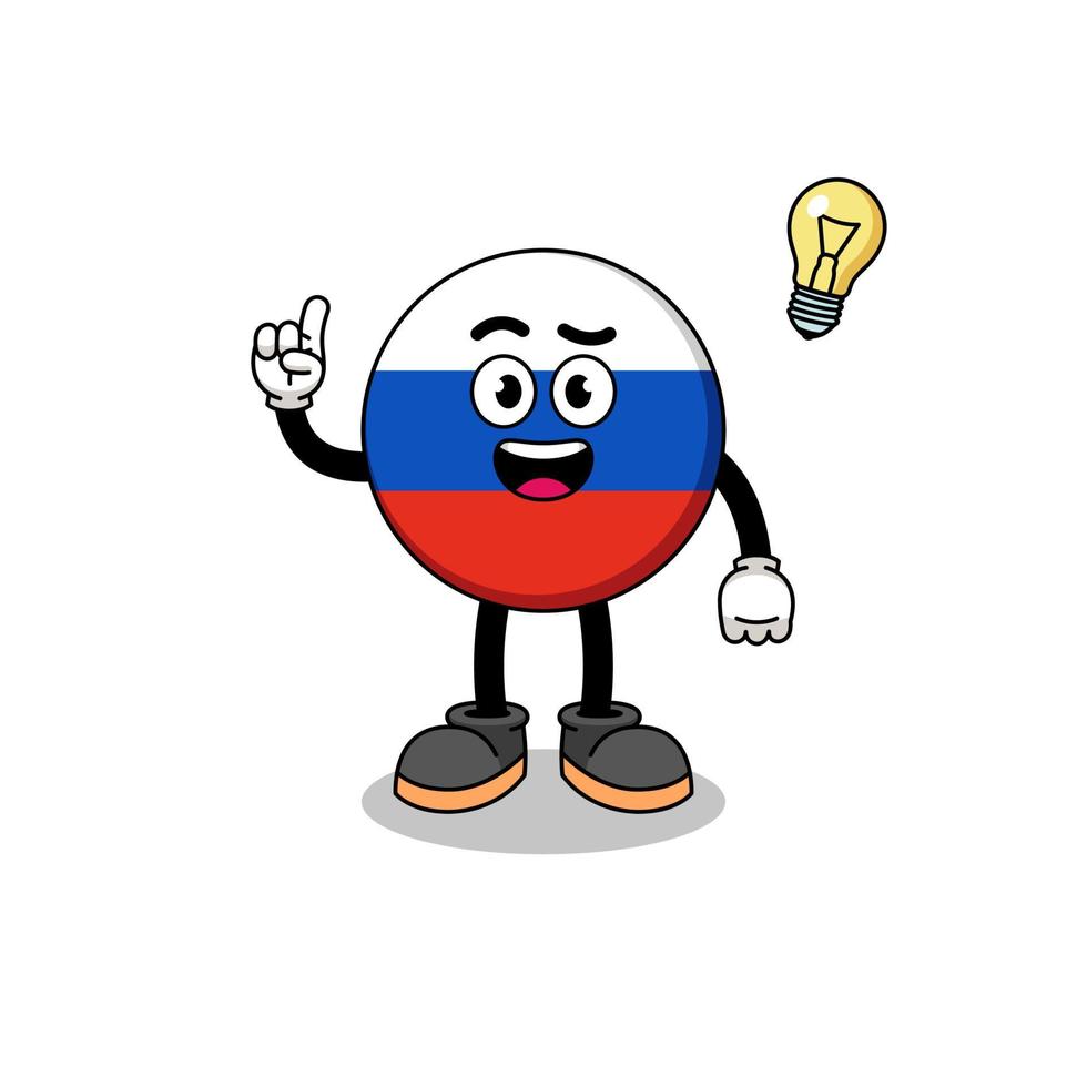 caricature du drapeau de la russie avec une pose d'idée vecteur