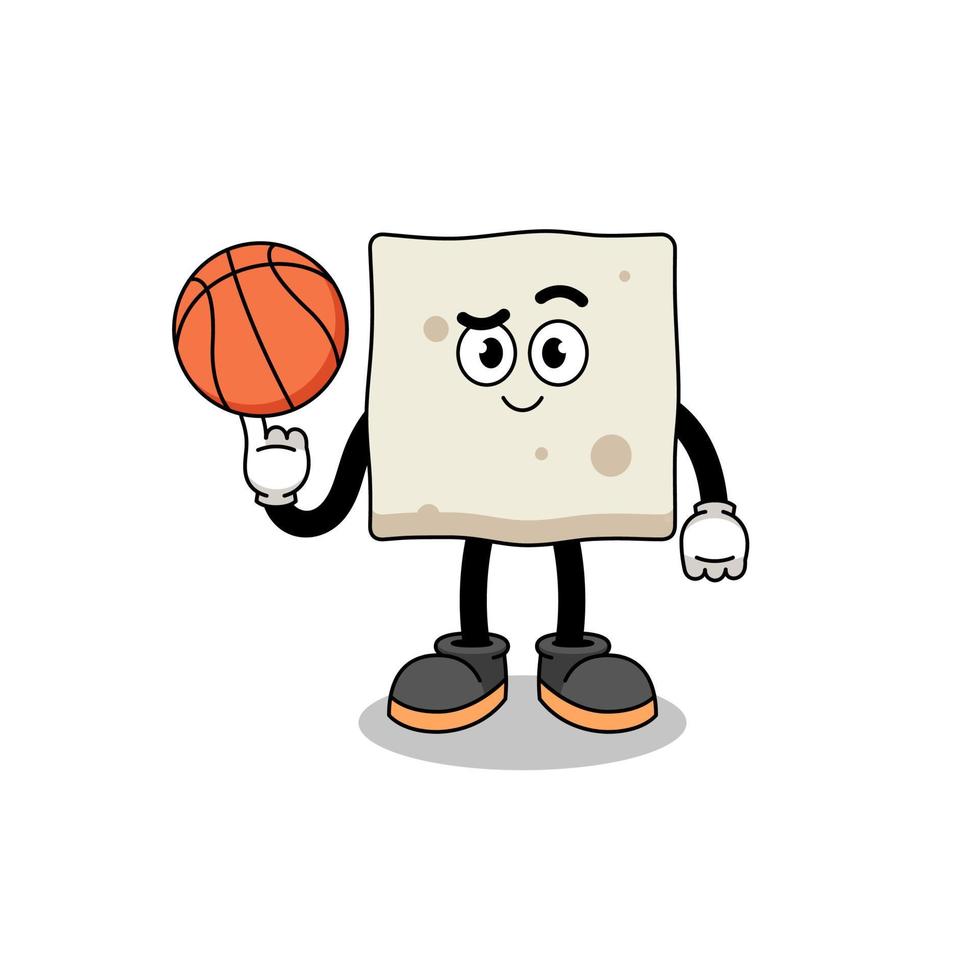 illustration de tofu en tant que joueur de basket vecteur