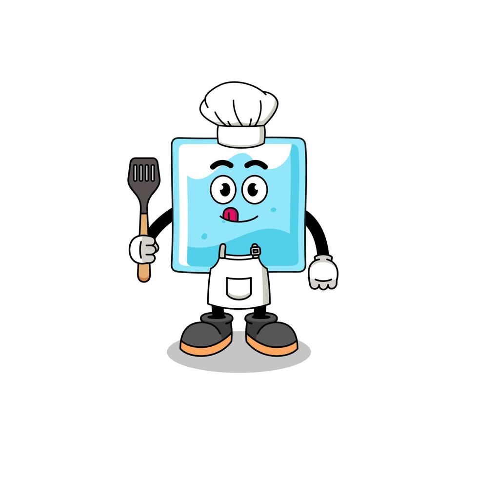 illustration de mascotte de chef de bloc de glace vecteur