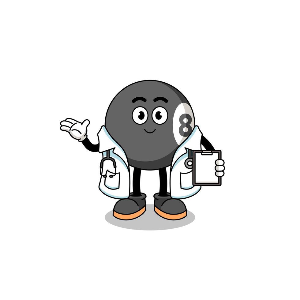 mascotte de dessin animé de médecin boule de billard vecteur