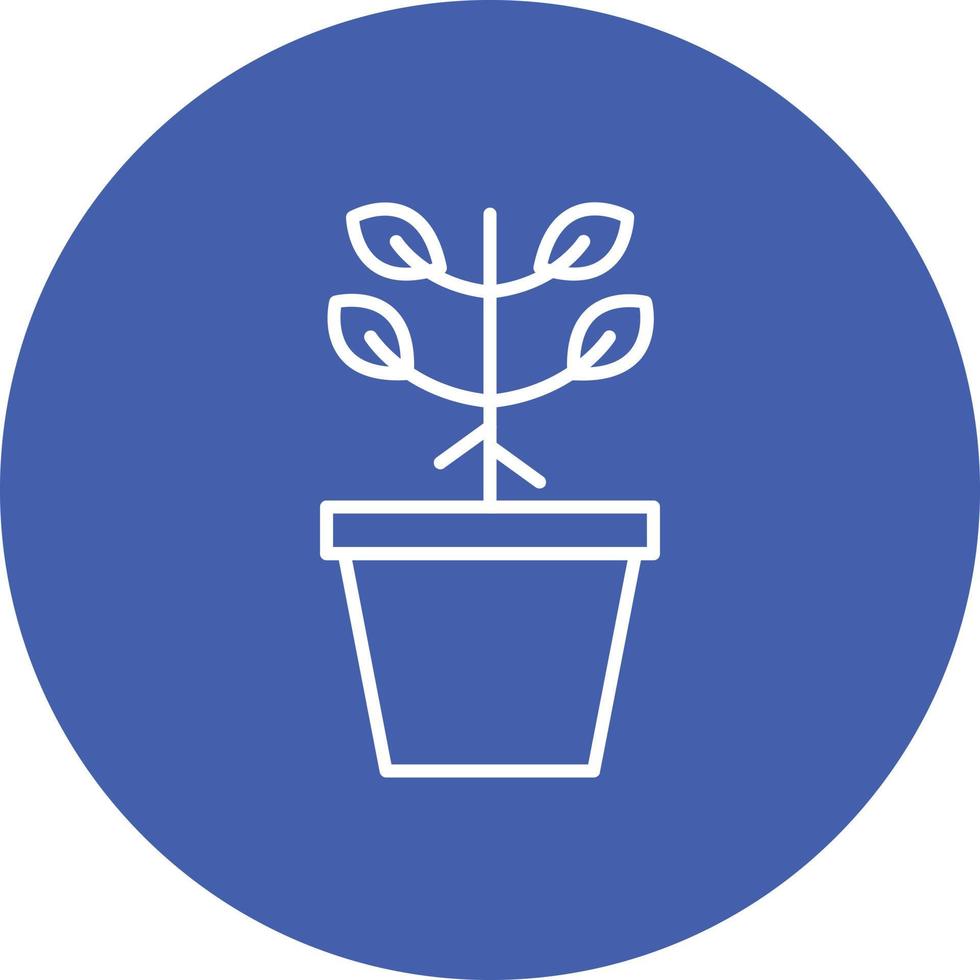 icône de fond de cercle de ligne de pot de plante vecteur