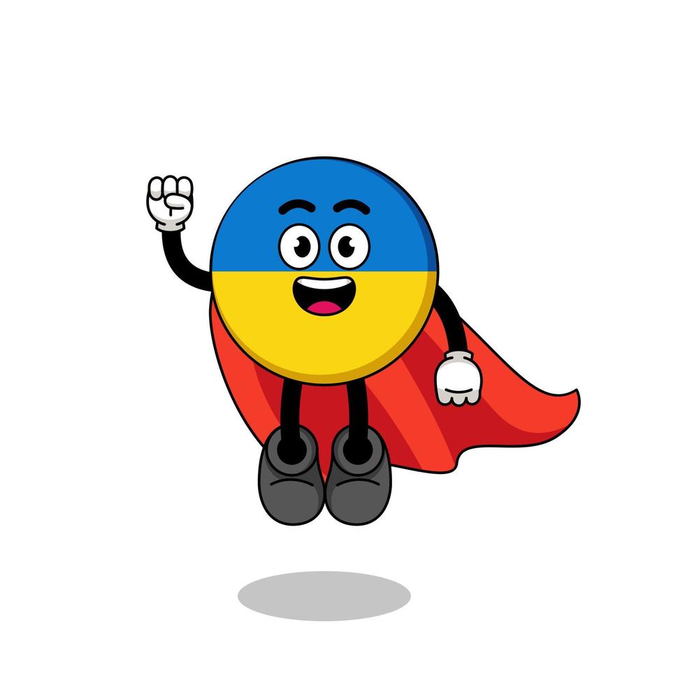 dessin animé drapeau ukraine avec super-héros volant vecteur