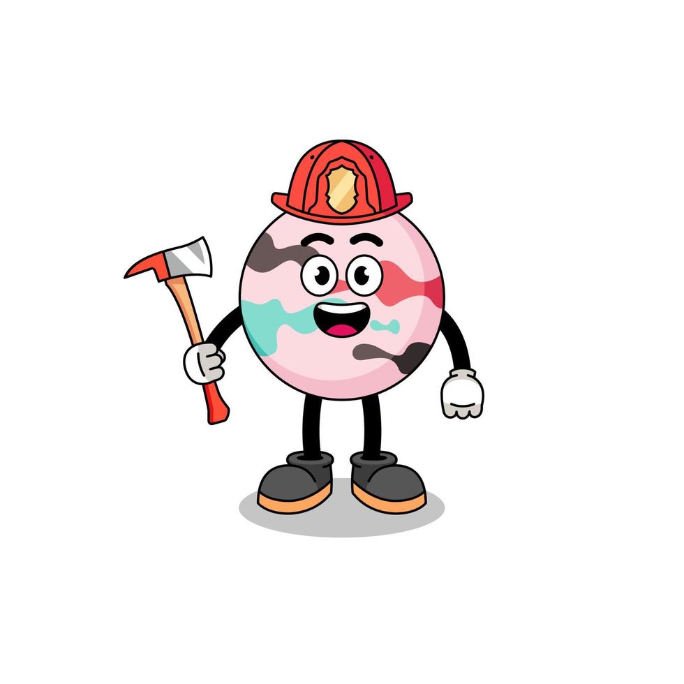 mascotte de dessin animé de pompier de bombe de bain vecteur