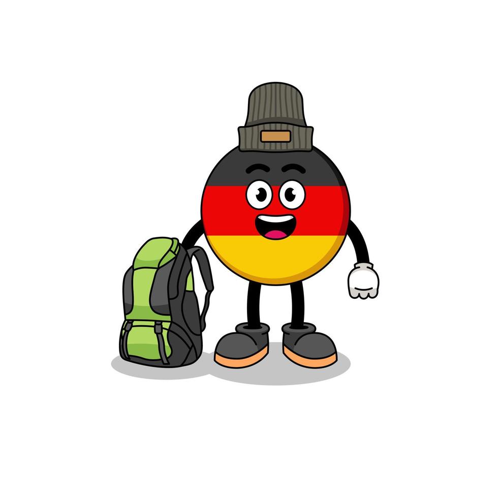 illustration de la mascotte du drapeau allemand en tant que randonneur vecteur