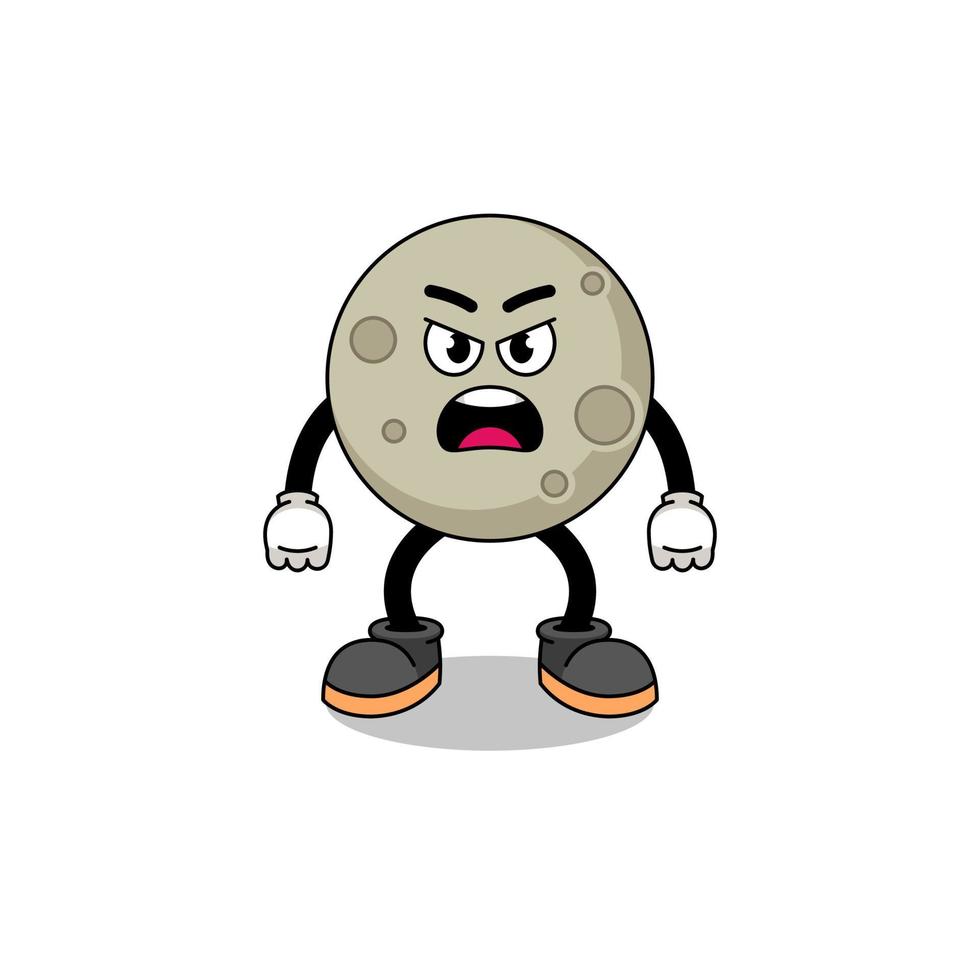 illustration de dessin animé de lune avec une expression de colère vecteur