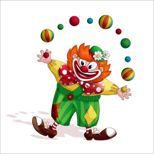 Personnage de dessin animé de clown aux cheveux roux vecteur