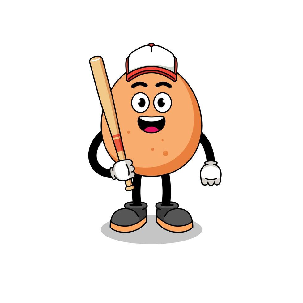 dessin animé de mascotte d'oeuf en tant que joueur de baseball vecteur