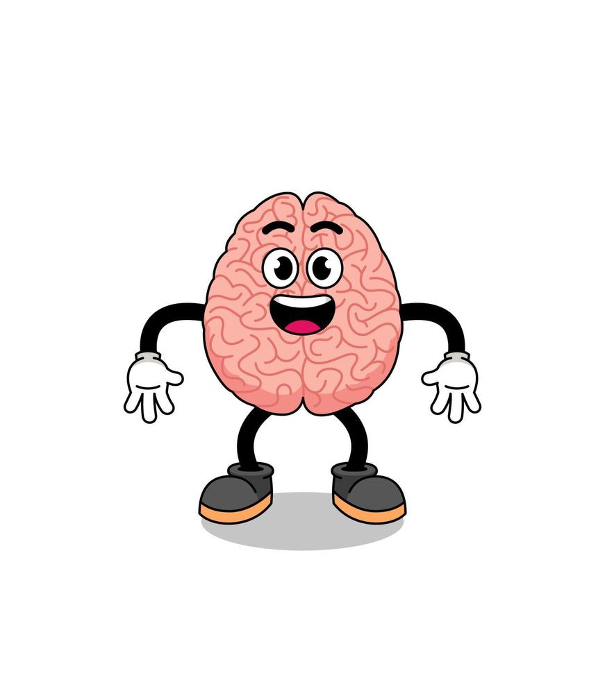caricature de cerveau avec un geste surpris vecteur