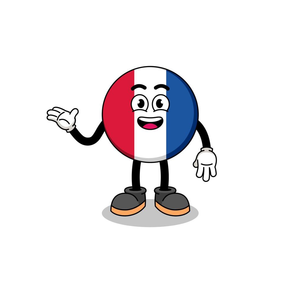 caricature du drapeau de la france avec pose de bienvenue vecteur