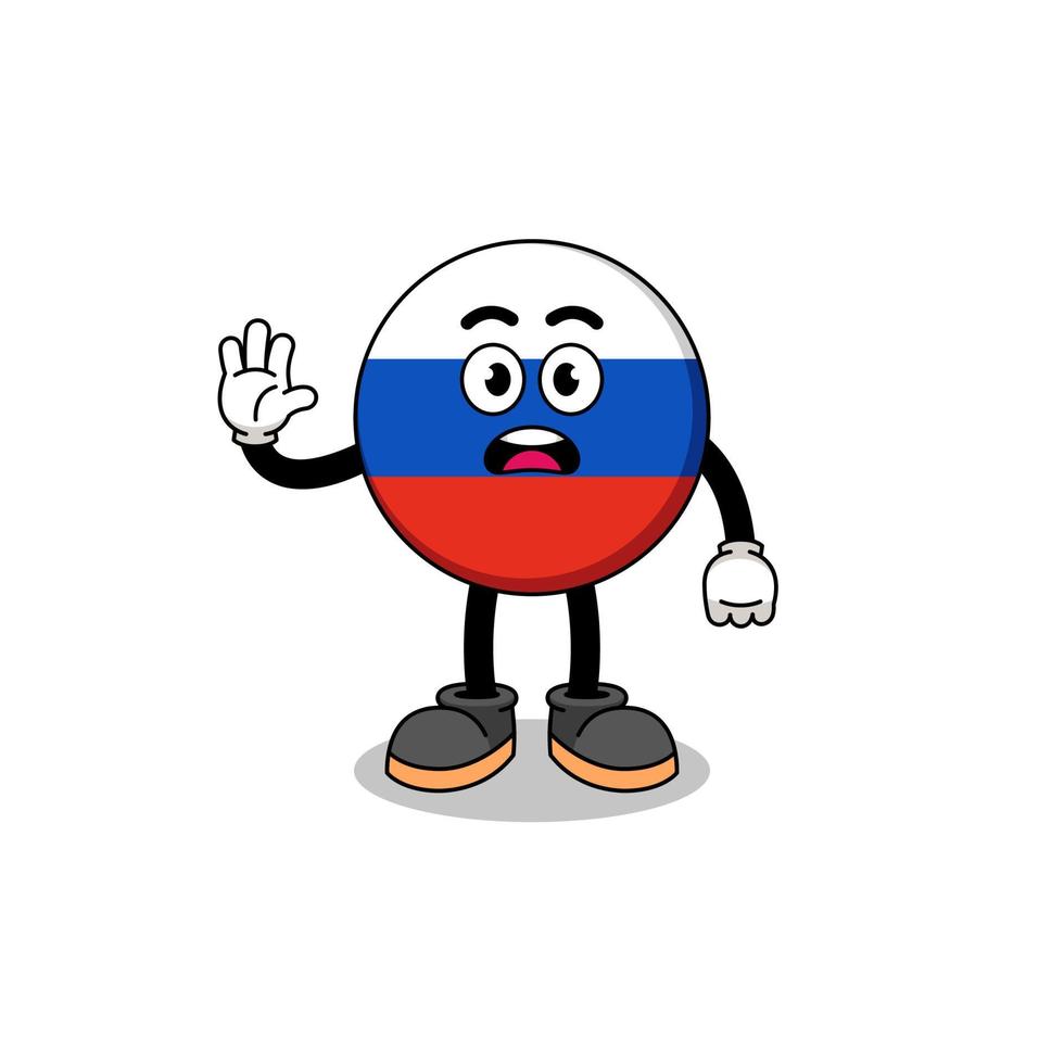 illustration de dessin animé de drapeau de la russie faisant la main d'arrêt vecteur