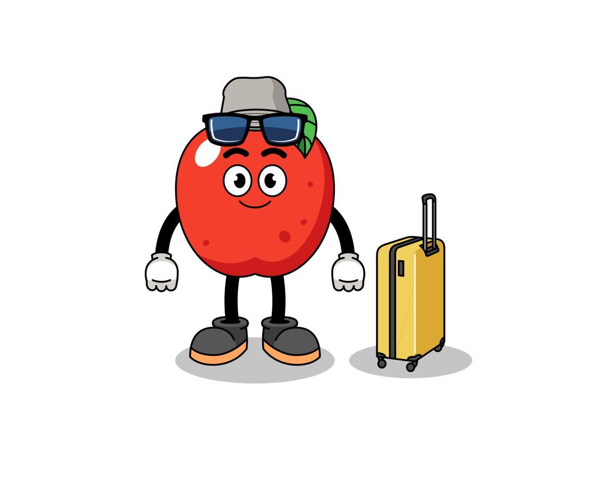 mascotte de pomme en vacances vecteur