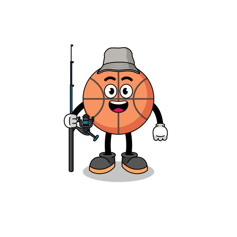 mascotte, illustration, de, basket-ball, pêcheur vecteur