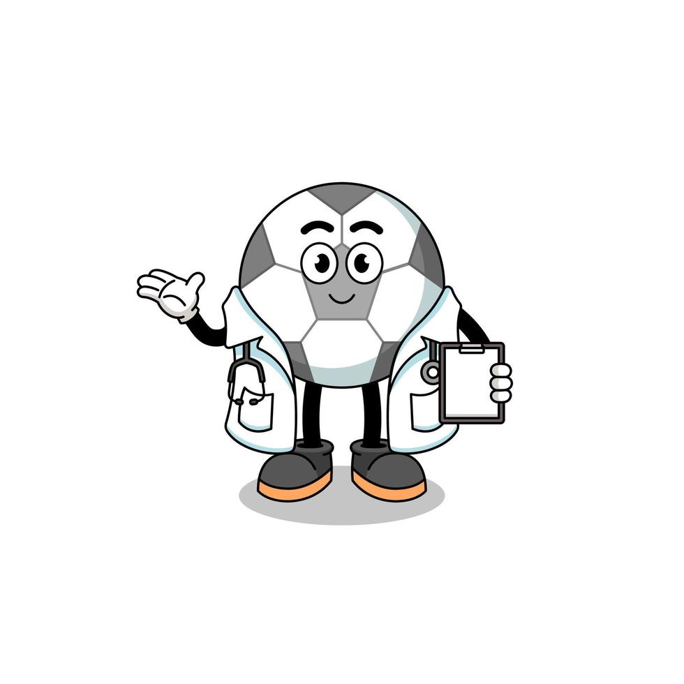 mascotte de dessin animé de médecin de ballon de football vecteur