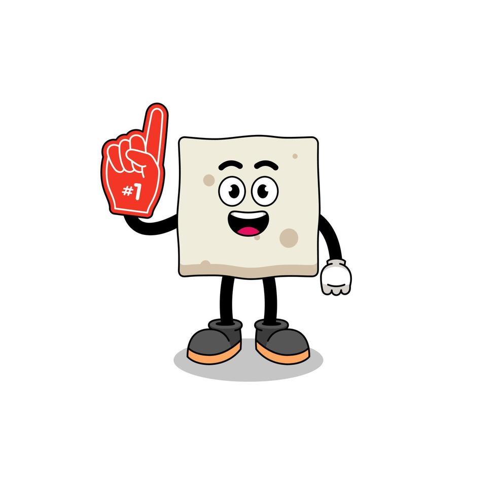 mascotte de dessin animé des fans de tofu numéro 1 vecteur