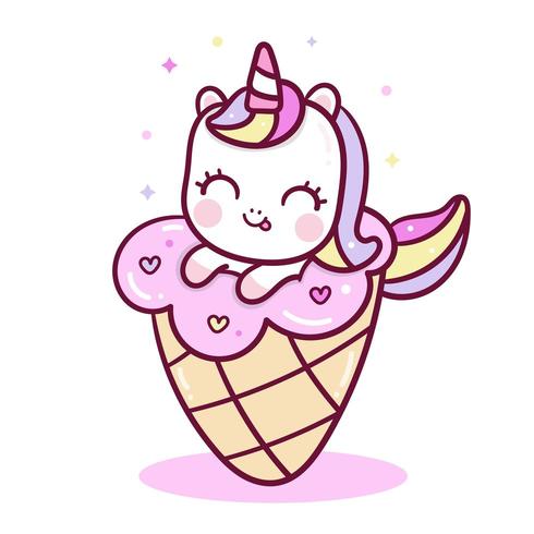 Vecteur de Licorne mignon avec une glace délicieuse