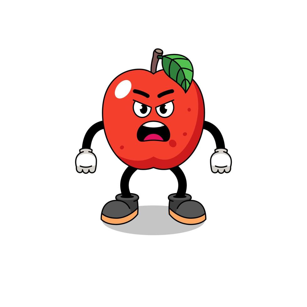 illustration de dessin animé de pomme avec une expression de colère vecteur