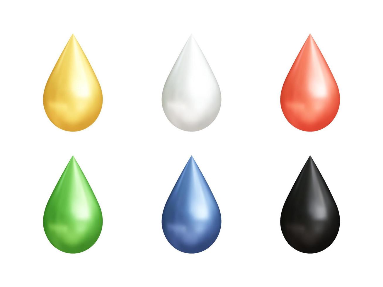 goutte de liquide illustration d'icône vectorielle 3d réaliste avec différentes couleurs vecteur