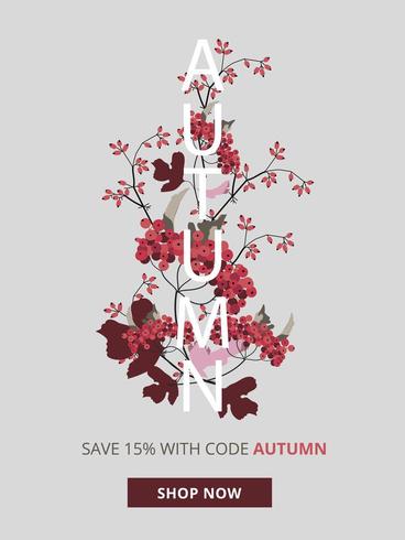 Affiche de vente d&#39;automne floral vecteur