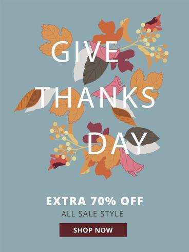 Affiche de vente d&#39;automne de Give Day Thanks vecteur