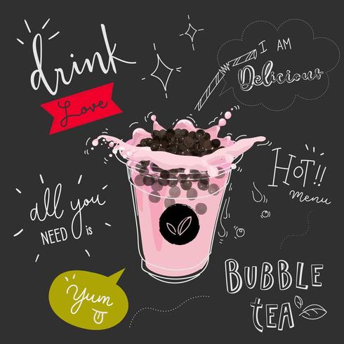Bubble tea Promotions spéciales Blackboard Design Poster vecteur