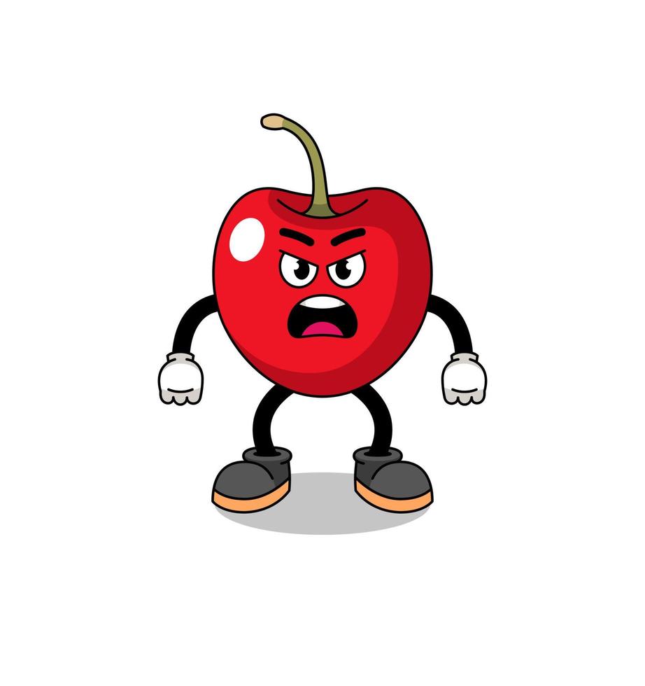 illustration de dessin animé de cerise avec une expression de colère vecteur