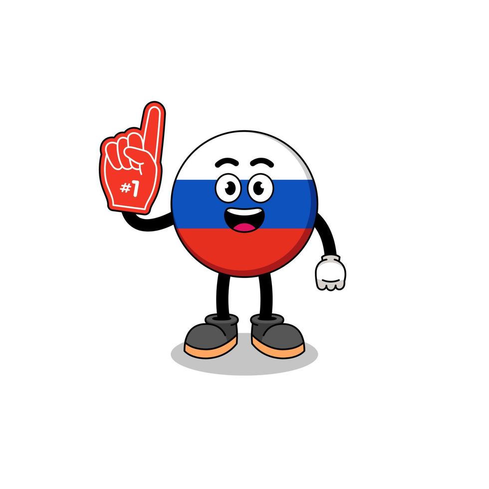 mascotte de dessin animé des fans du drapeau russe numéro 1 vecteur