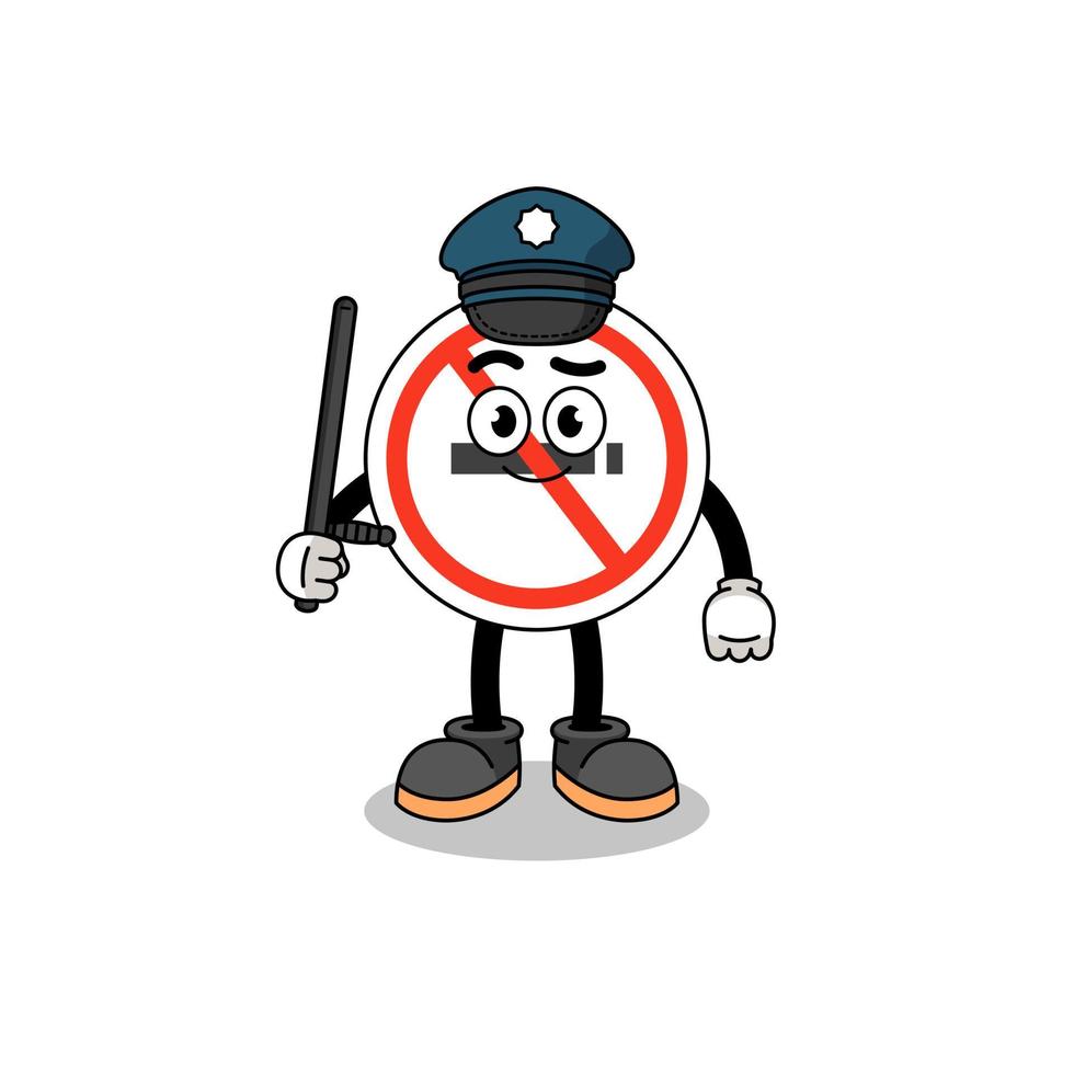 illustration de dessin animé de la police des panneaux d'interdiction de fumer vecteur