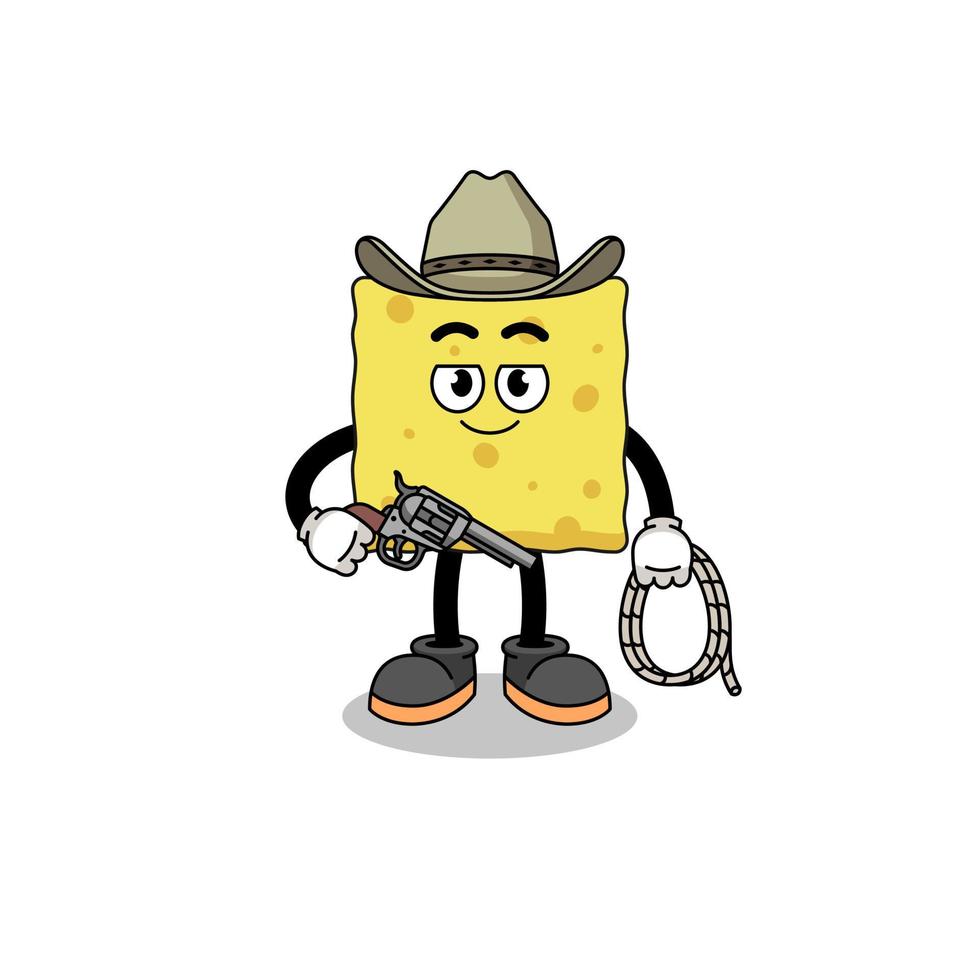 mascotte de personnage d'éponge en tant que cow-boy vecteur