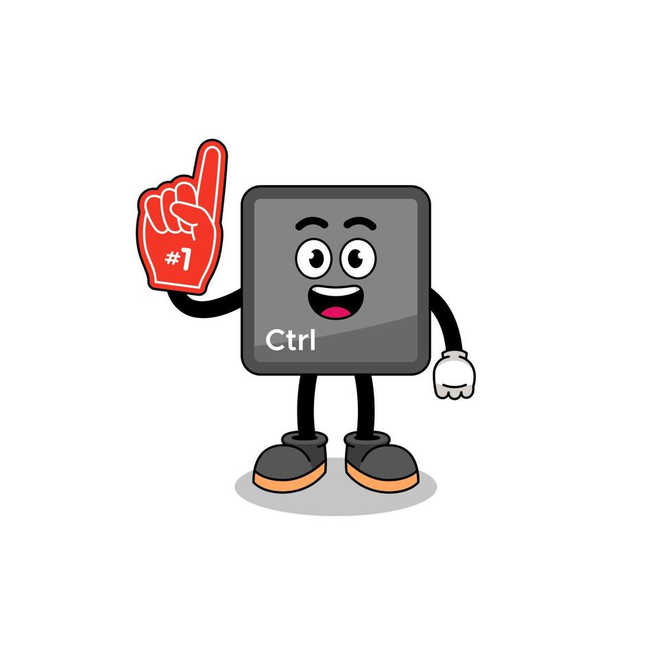 mascotte de dessin animé des fans du bouton de commande du clavier numéro 1 vecteur