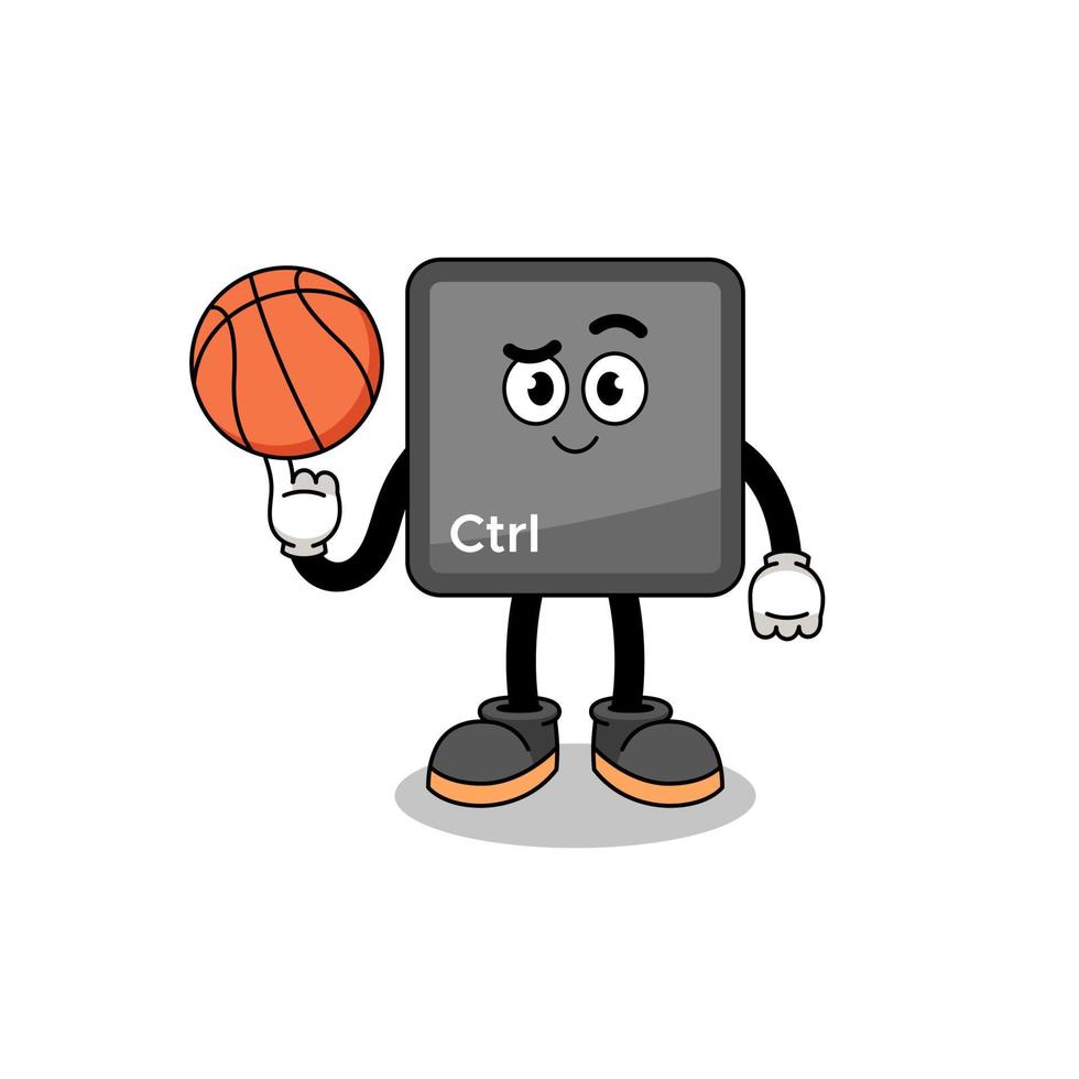 illustration du bouton de commande du clavier en tant que joueur de basket vecteur