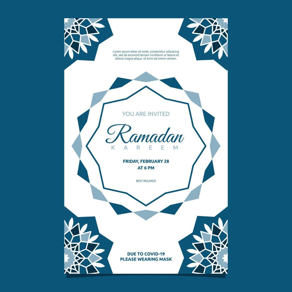 événement islamique ramadan kareem carte cadre fond simple design plat vecteur