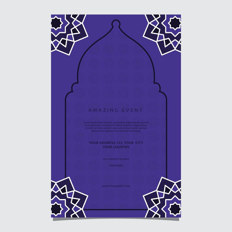 événement islamique ramadan kareem carte cadre fond simple design plat vecteur