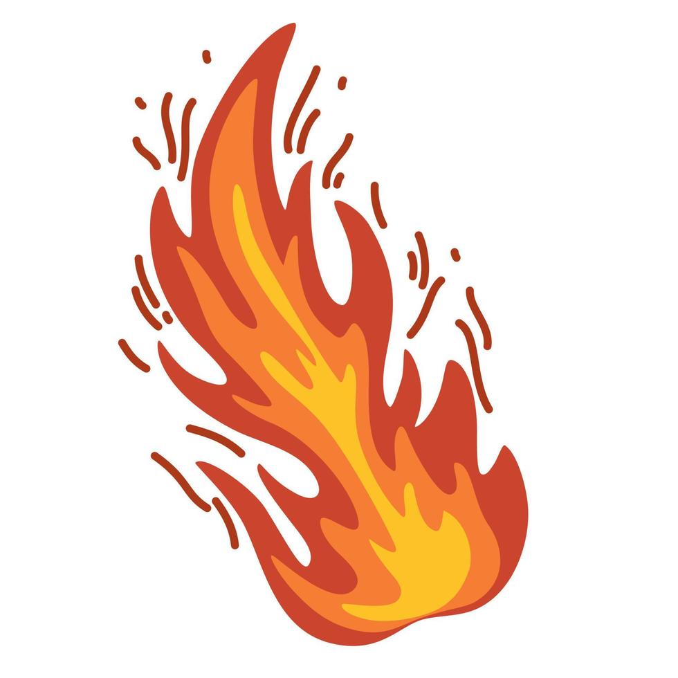 Feu. symbole de flamme chaude. icône de feu brûlant et flamboyant. danger de chaleur et signe d'avertissement. pictogramme de feu de camp simple abstrait. avertissement inflammable. illustrations vectorielles isolées sur fond blanc. vecteur