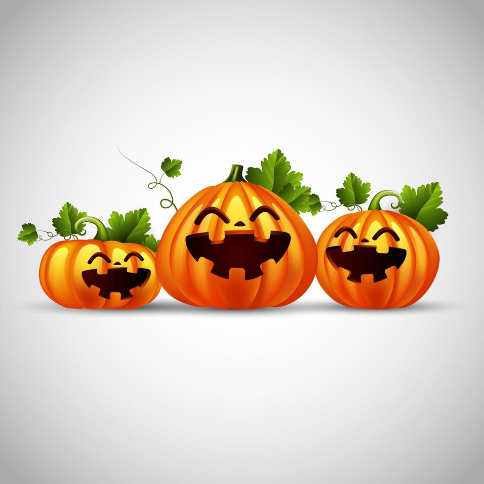 trois citrouilles drôles d'halloween .illustration vectorielle vecteur