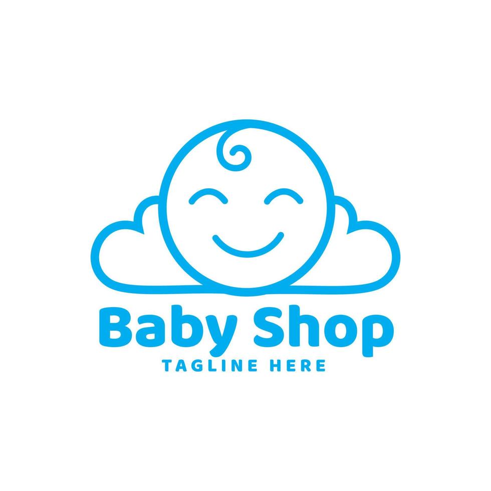 sourire bébé nuage boutique ligne logo design modèle inspiration vecteur