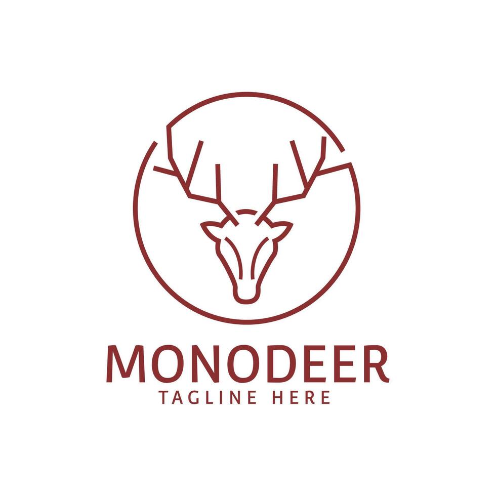 création de logo de modèle de cerf rouge avec corne en ligne mono vecteur